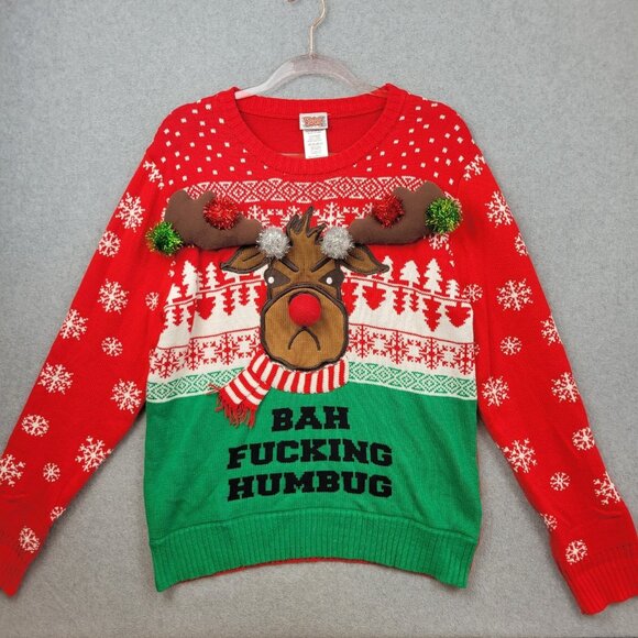 Spencers Workshop Christmas Ugly Sweater Deer Reindeer Mens Large Light Up - Picture 1 of 16